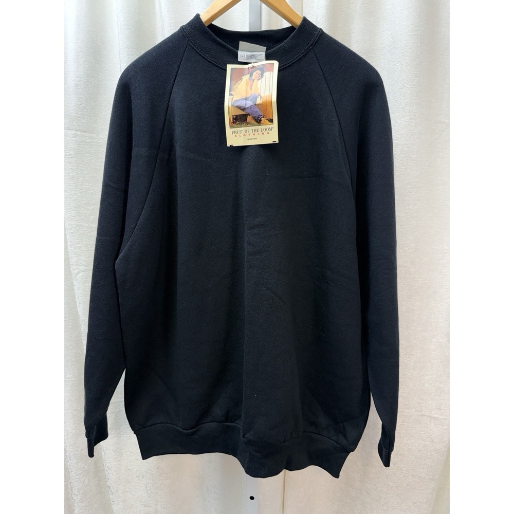 Vtg 1997 Fruit of the Loom Sweatshirt Womens Sz XL Black Blank Crewneck US